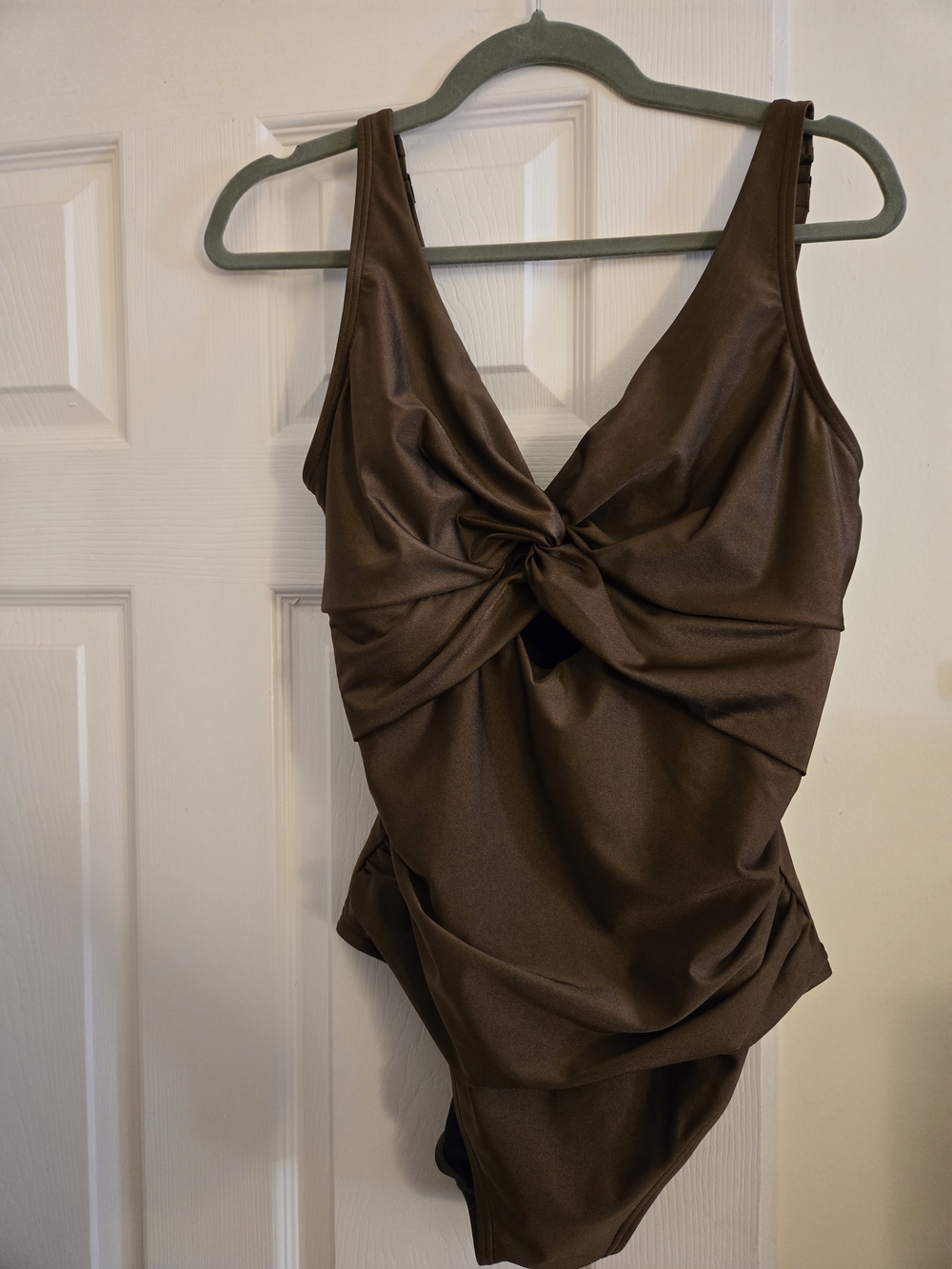 DKNY Brown One-Piece Swimsuit with Lace Trim